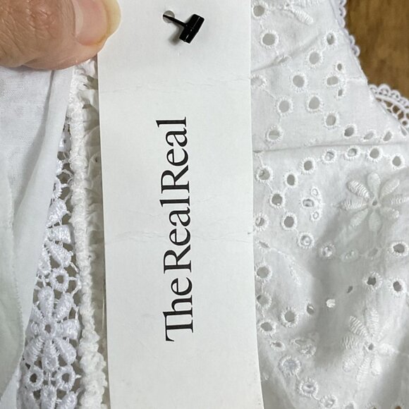 Charo Ruiz Nawa Crochet Lace Trim Square Neck Cotton Mini Dress, White, XS - Picture 11 of 15